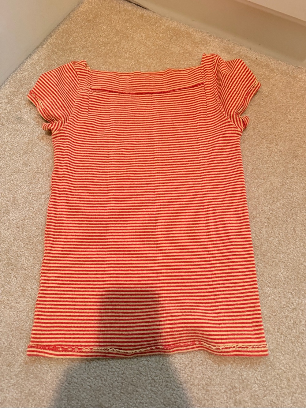 We The Free Red & White Striped Square Neck Tee